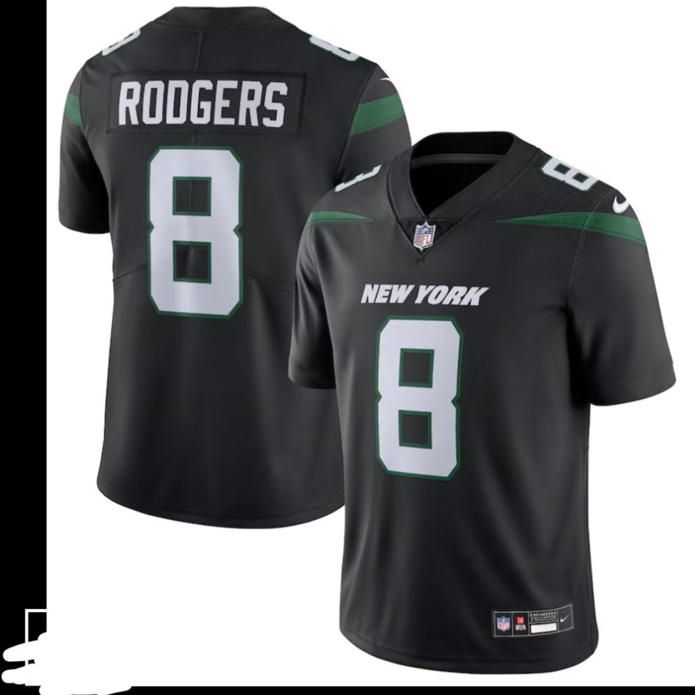 Aaron Rodgers New York Jets Jersey Nike Black Vapor Untouchable Limited Mens L